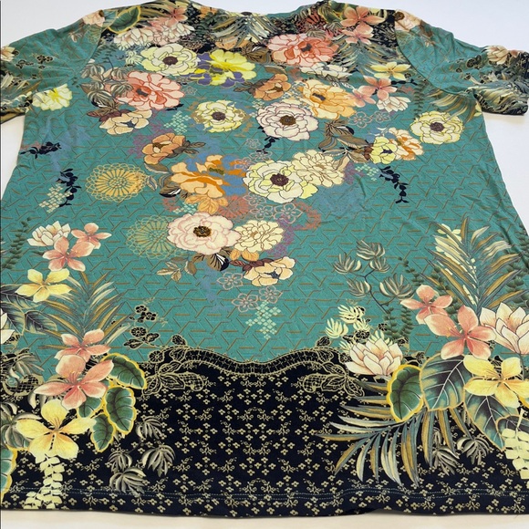 Johnny Was Millay Short Sleeve Crew Neck Tee Bamboo Sz Medium Floral Print - Picture 7 of 7